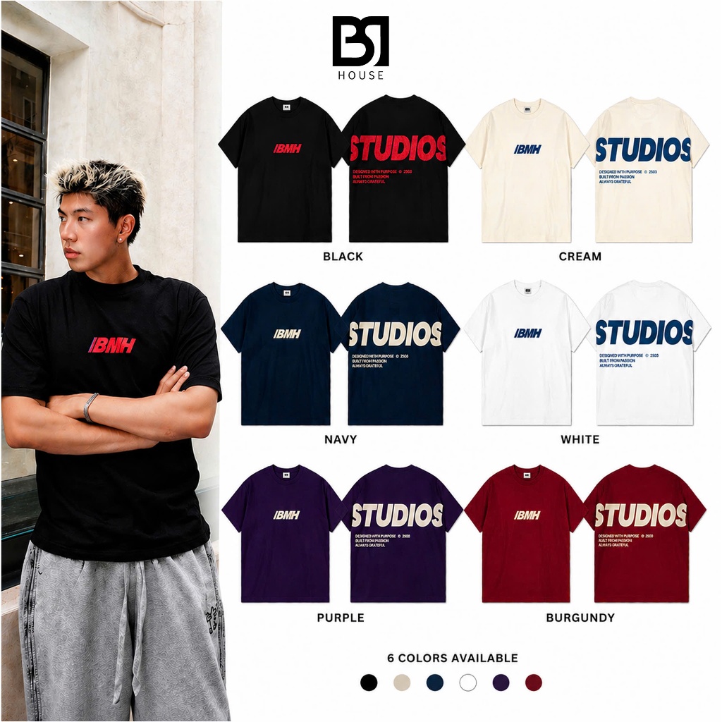 Áo thun unisex Oversize BMH " Big logo " chất liệu cao cấp 100% cotton 250gsm