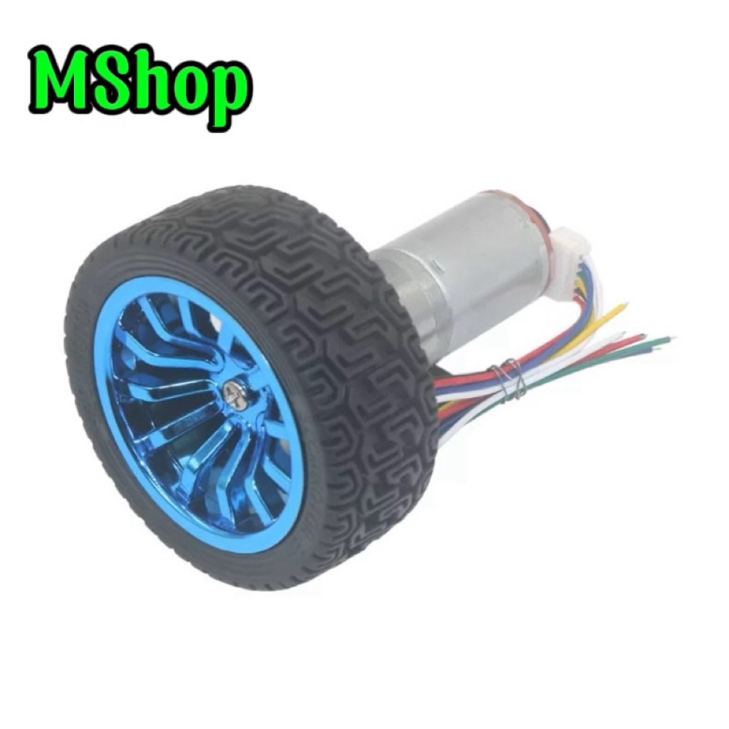 [ 12V 280rpm ] Bộ động Cơ DC giảm tốc có encoder JGA25-370 kèm gá bắt và bánh xe V2 65m