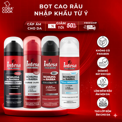 Bọt Cạo Râu Intesa 300ml Cao Cấp Hàng Ý Và Dao Cạo Hàn Êm Mượt Dưỡng Da Mềm Mịn Cho Nam