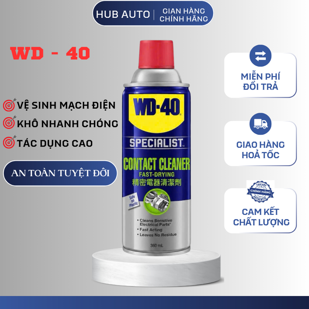 Làm sạch bề mặt khô nhanh, vệ sinh mạch điện, giắc, khớp nối điện WD-40 Contact Cleaner 360ml