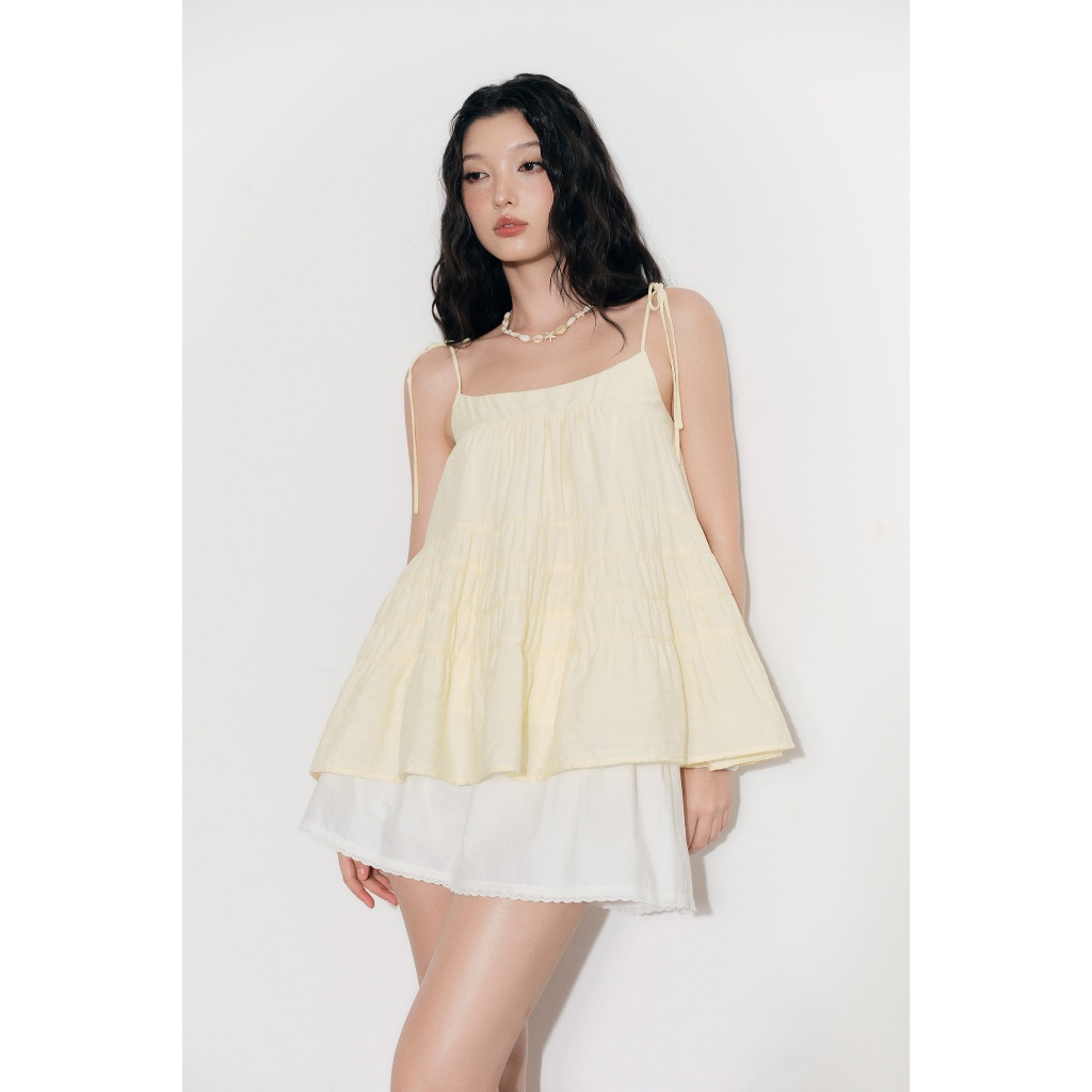 [HOT RESTOCK] [SUMMER] DOTTIE - Áo hai dây dáng xòe - Vàng - T1080