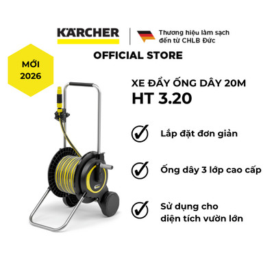 Xe đẩy ống dây cấp nước di động kèm guồng HT 3.20 - Ống dây 20m 3 lớp cao cấp - Bảo hành 3 tháng chính hãng