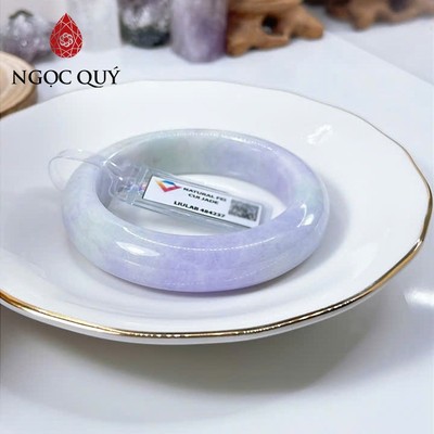 Vòng cẩm thạch A Myanmar - Ngọc phỉ thúy type A màu tím tử la lan đểm xanh ni 48-55 LM96 (kèm kđ type A) - Ngoc Quý
