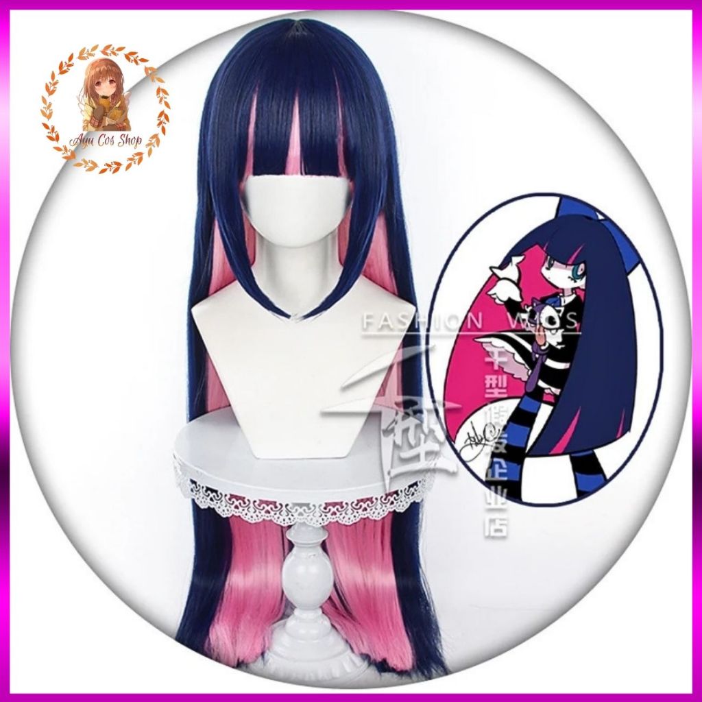 wig Stocking tóc giả xanh dương đậm 100cm cosplay  Panty & Stocking with Garterbelt