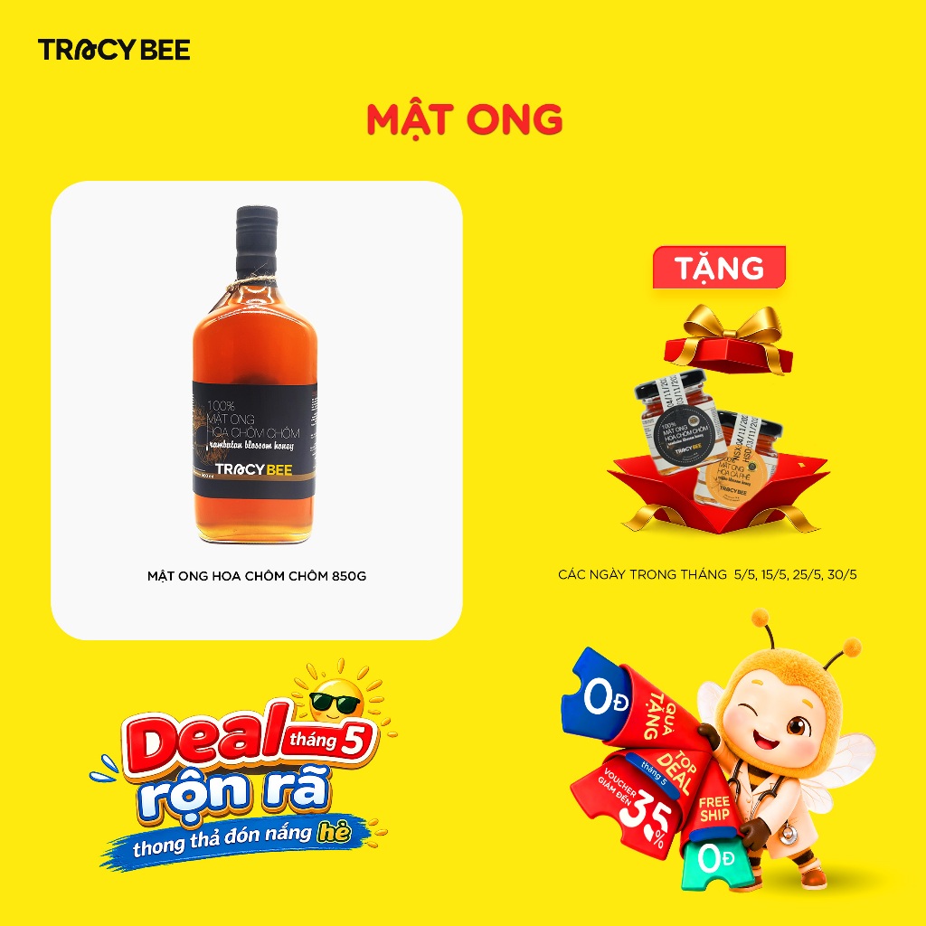 MẬT ONG TRACYBEE HOA CHÔM CHÔM 850G