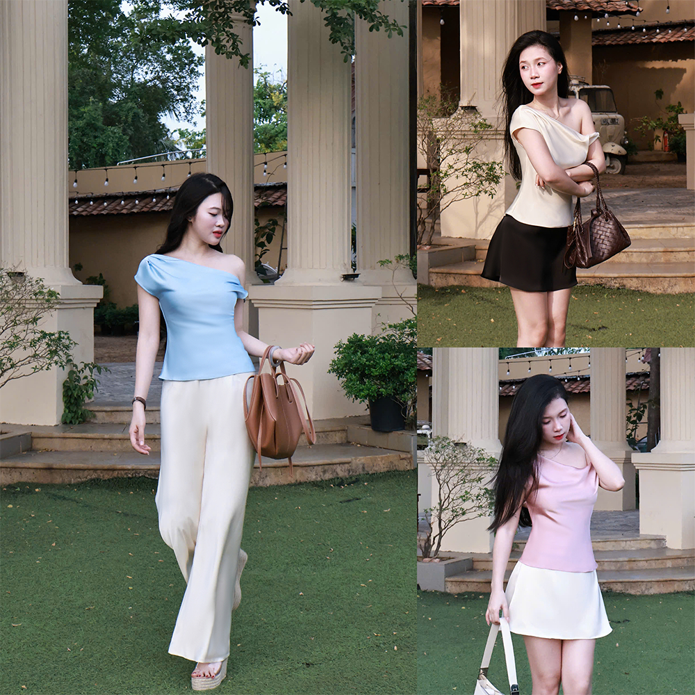 LYC FASHION - Áo Lụa Lệch Vai Hàn Châu