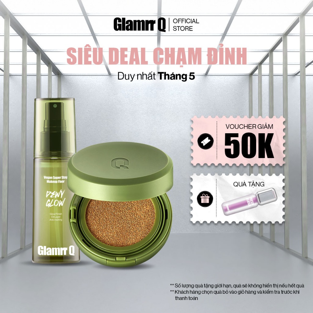 [TẶNG 1 QUÀ] Combo Glamrr Q Cushion &  Xịt Khóa Nền Cố Định Glamrr Q Vegan Super Stay Makeup Fixer 5