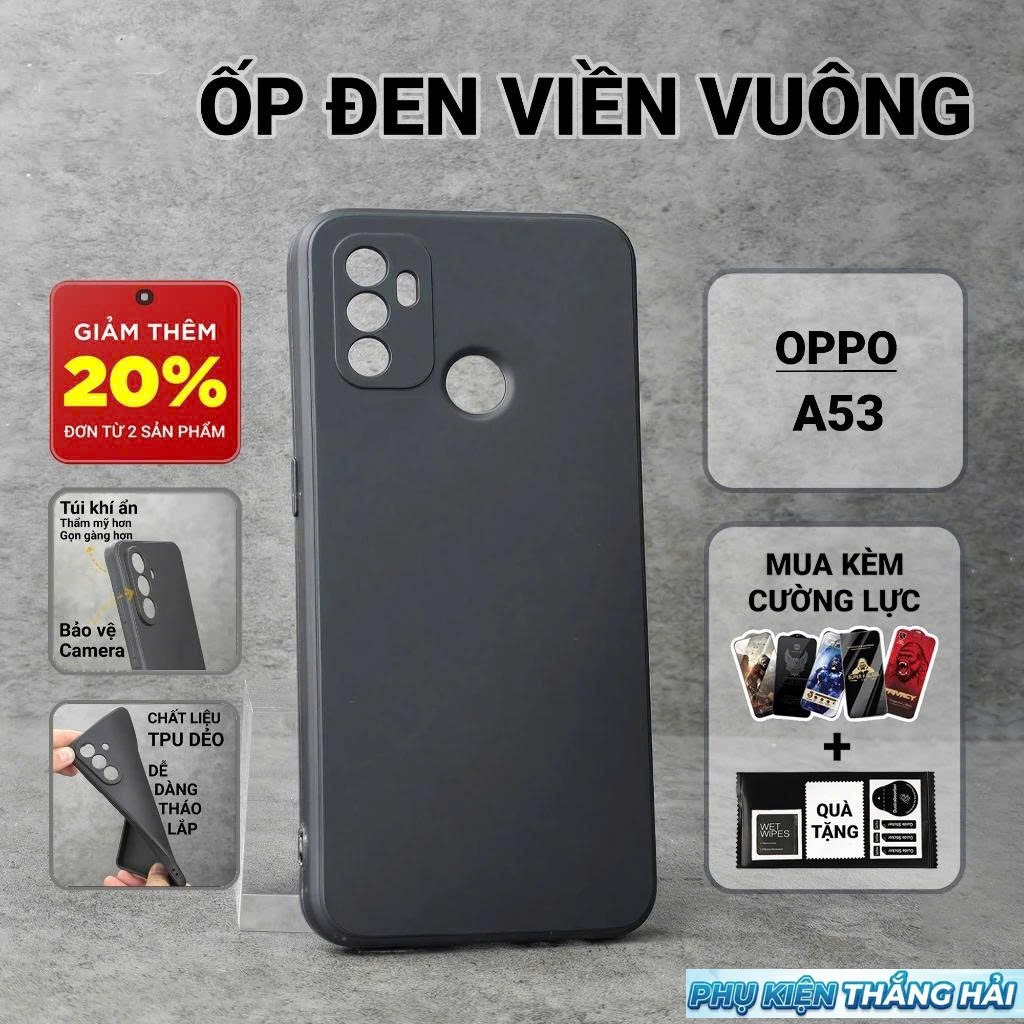 Ốp lưng Oppo A53 PKTH Case trơn màu đen | Ốp điện thoại Oppo dẻo bảo vệ camera đt toàn diện