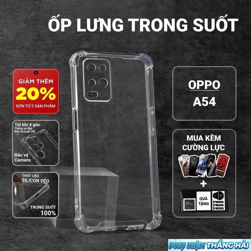 Ốp lưng Oppo A54 4G/5G PKTH Case trơn trong suốt | Ốp điện thoại Oppo dẻo bảo vệ camera đt toàn diện