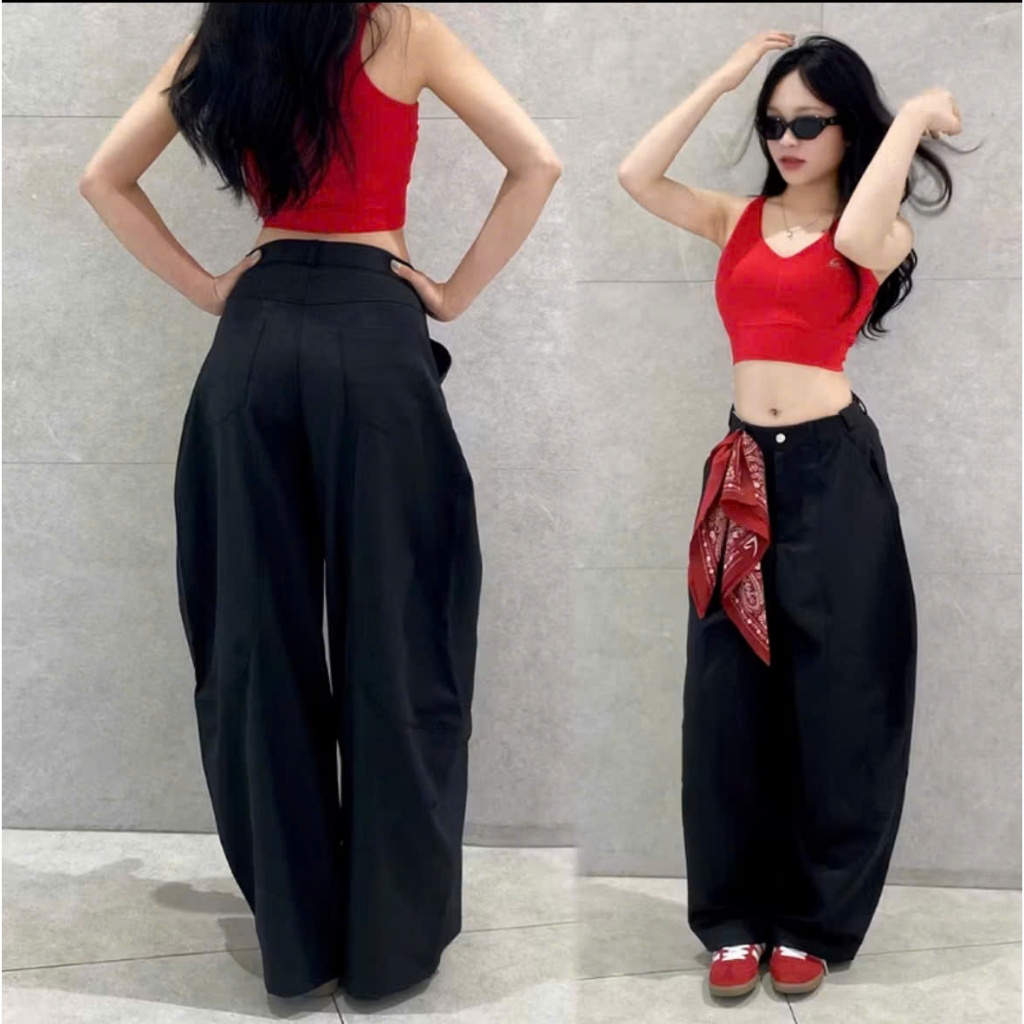 Gladimax Quần Harem Women Parachute Pants BigSize Full Hk171 4 Túi Kaki Dày Dặn Sóng Thoải Mái Phong