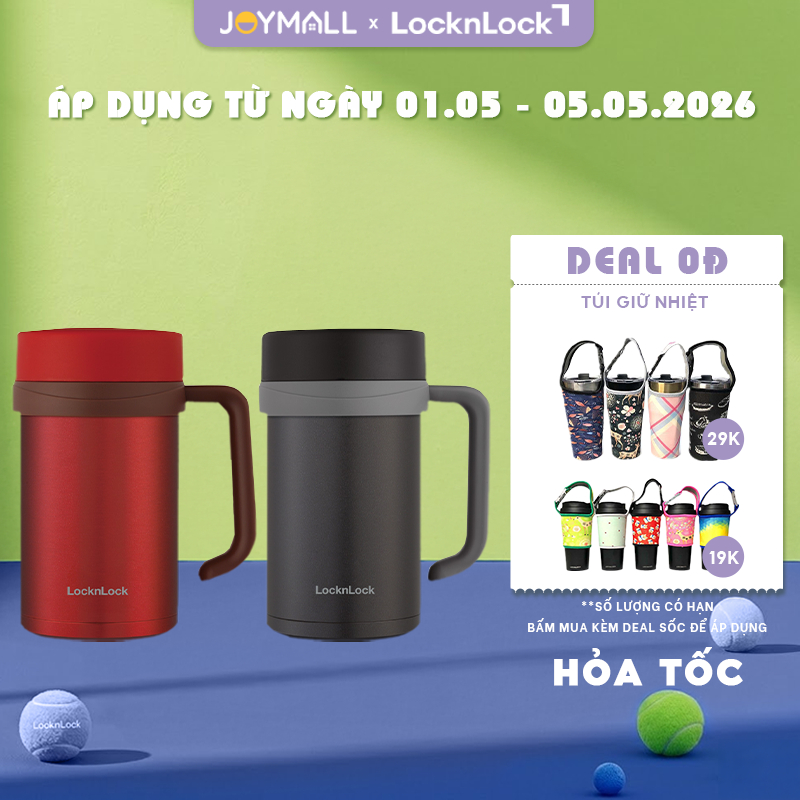 Ly giữ nhiệt LocknLock 500ml có tay cầm New Basic Table LHC4026, LHC9002 - Hàng chính hãng - JoyMall