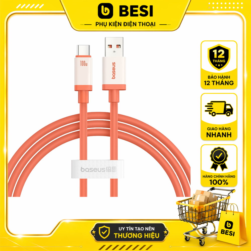 Cáp Sạc Baseus 0°C USB to Type-C 100W | Siêu Bền, Hỗ Trợ Các Chuẩn Sạc Nhanh