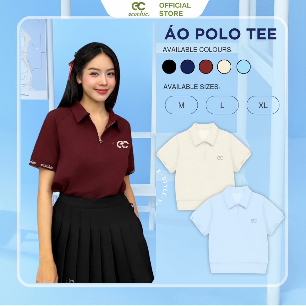 Áo Polo MONARQUE ECOCHIC Logo Cao Su Bo Gấu Nhẹ Bo Tay Rib Dệt Chữ Chính Hãng Unisex Nam Nữ Định Lượng 260grm B164 | BigBuy360 - bigbuy360.vn