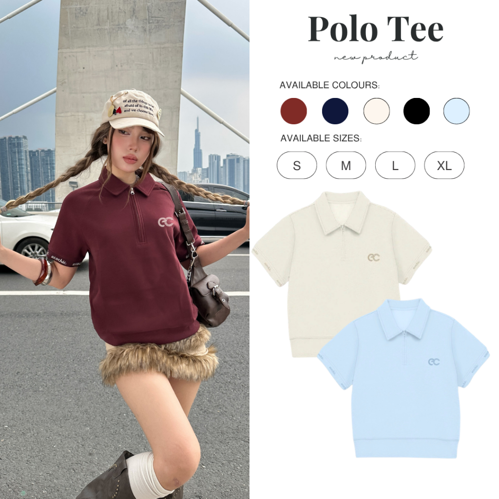 Áo Polo MONARQUE ECOCHIC Logo Cao Su Bo Gấu Nhẹ Bo Tay Rib Dệt Chữ Chính Hãng Unisex Nam Nữ Định Lượng 260grm B164 | BigBuy360 - bigbuy360.vn