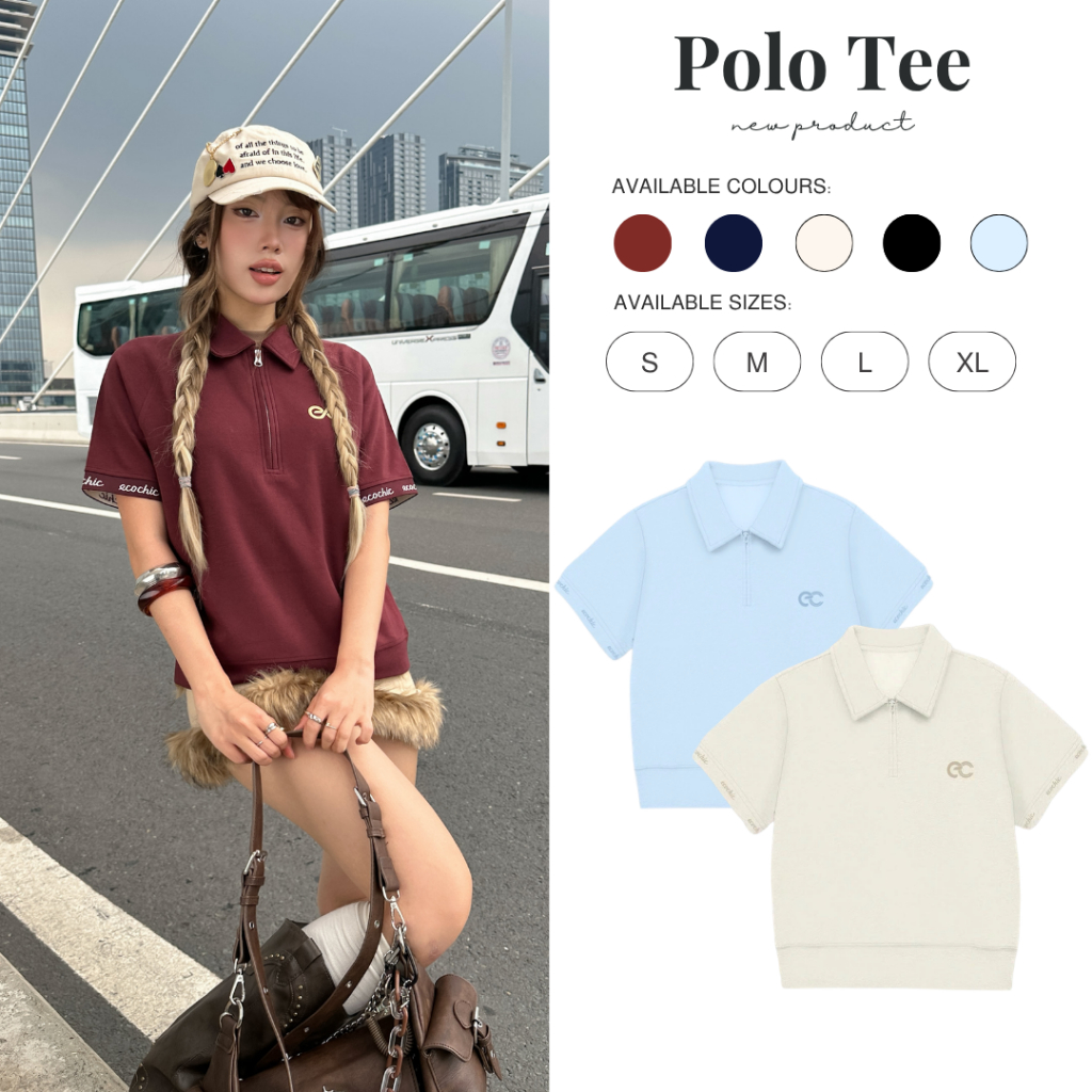 Áo Polo MONARQUE ECOCHIC Logo Cao Su Bo Gấu Nhẹ Bo Tay Rib Dệt Chữ Chính Hãng Unisex Nam Nữ Định Lượng 260grm B164 | BigBuy360 - bigbuy360.vn