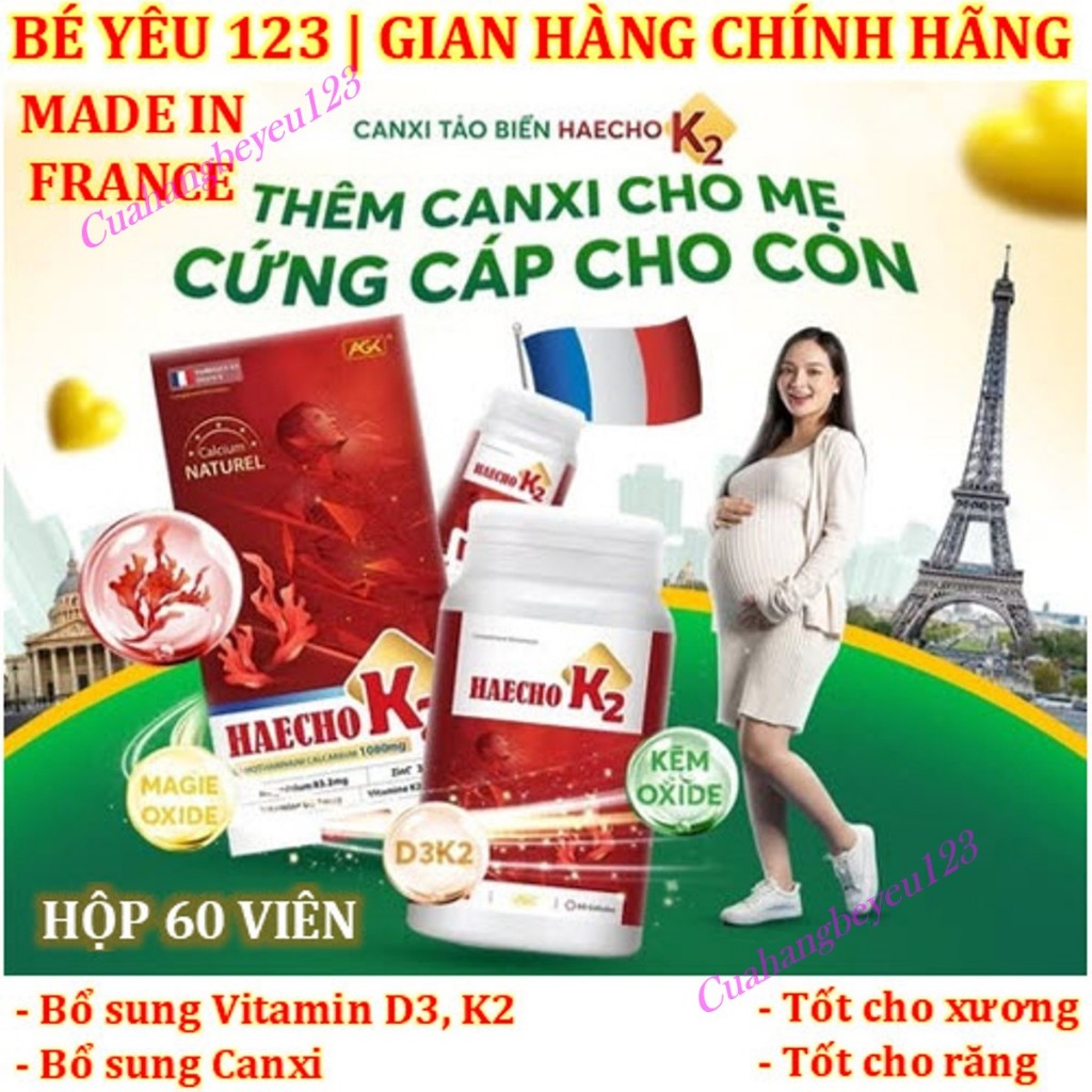 Canxi Tảo Biển đỏ HAECHO K2 / MENACAL , Canxi bầu và sau sinh, Bổ sung Vitamin, dễ hấp thu APLICAPS 