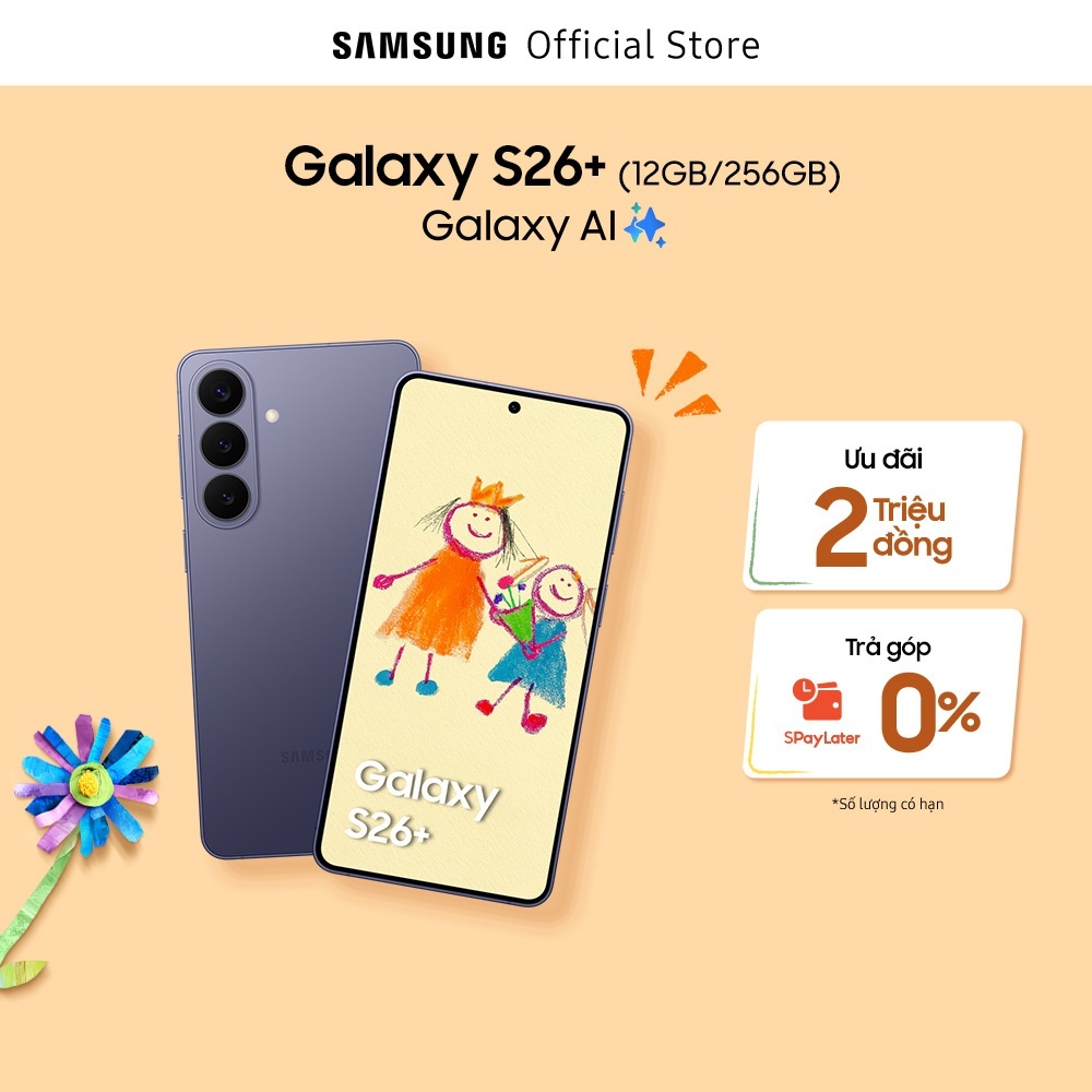 Điện thoại Samsung Galaxy S26+, 12GB/256GB, Customized AP, AI Phone, Photo Assist, Creative Studio, 50MP Camera, 4900mAh