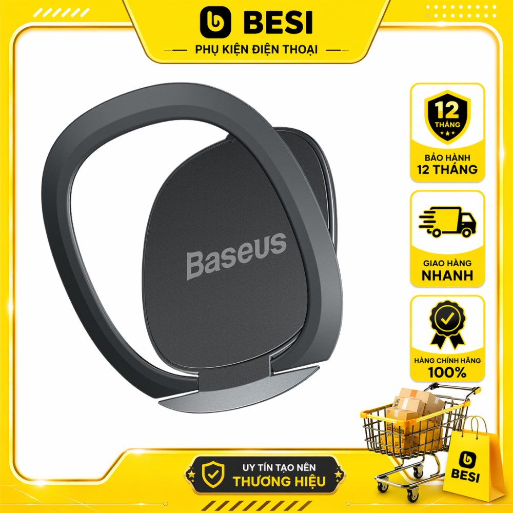 Nhẫn Giữ Điện Thoại Baseus Invisible | Siêu Mỏng 2mm, Hít Từ Tính Xe Hơi, Hợp Kim Kẽm