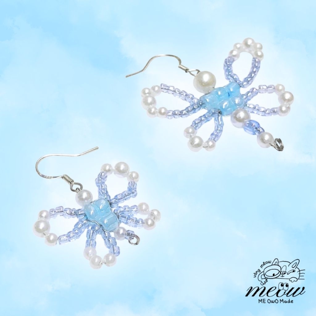 SPARKLE OCEAN DREAM EARINGS 🦋 Khuyên tai bướm xanh Y2K Handmade