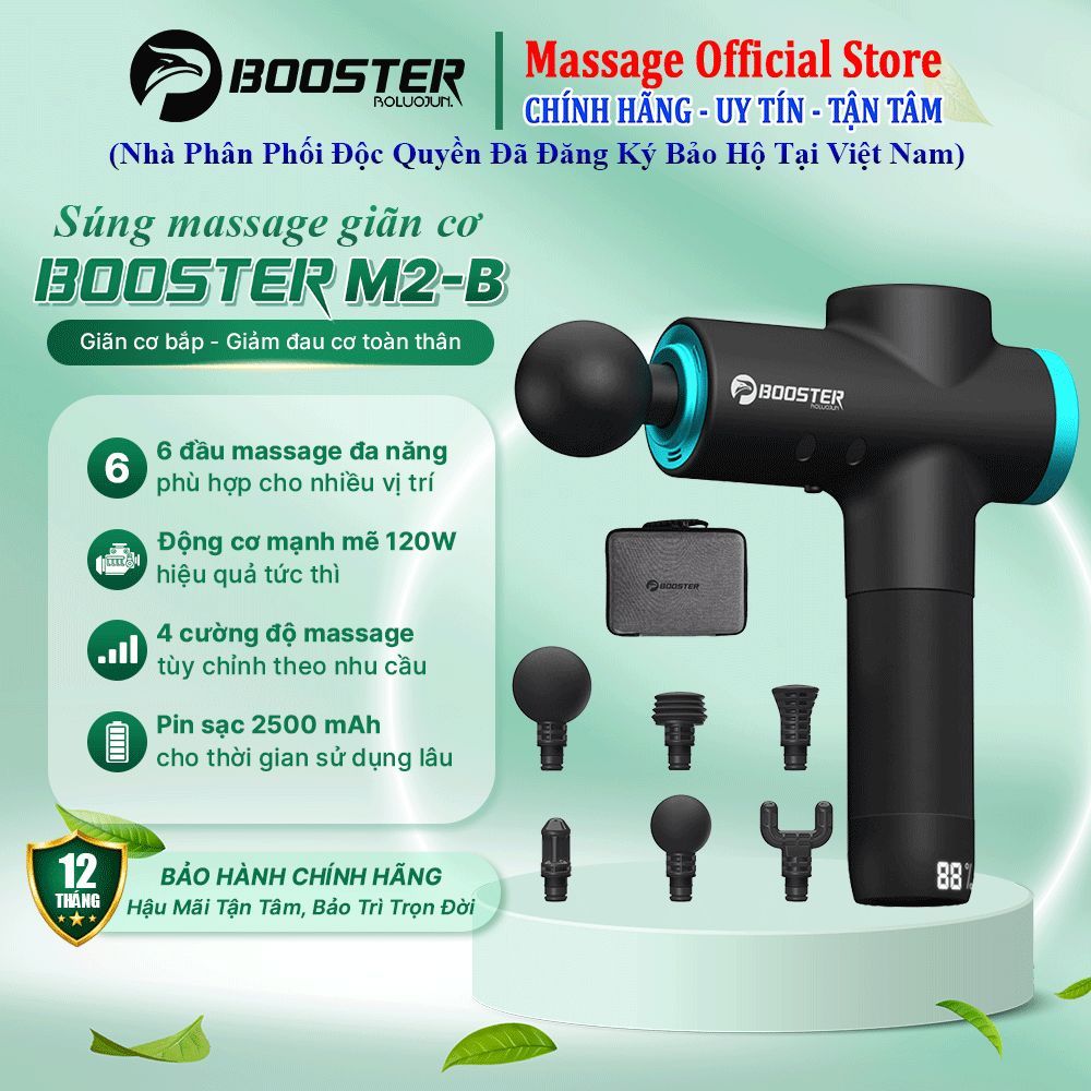 Súng Massage Cầm Tay Booster M2-C – 6 Đầu Massage Chuyên Dụng, Công Suất 120W