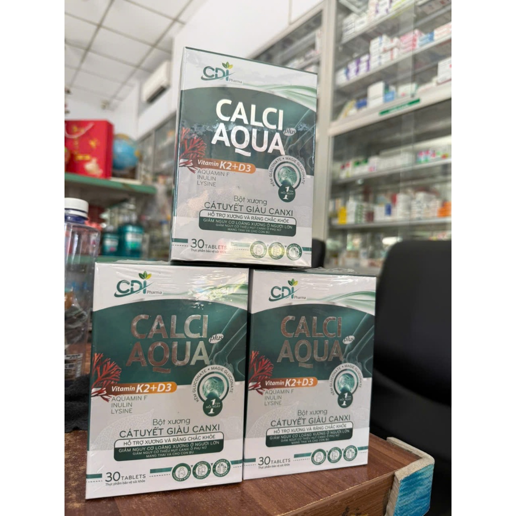 Viên uống  CALCI AQUA  PLUS giúp bổ sung canxi cho cơ thể hộp 30 viên.