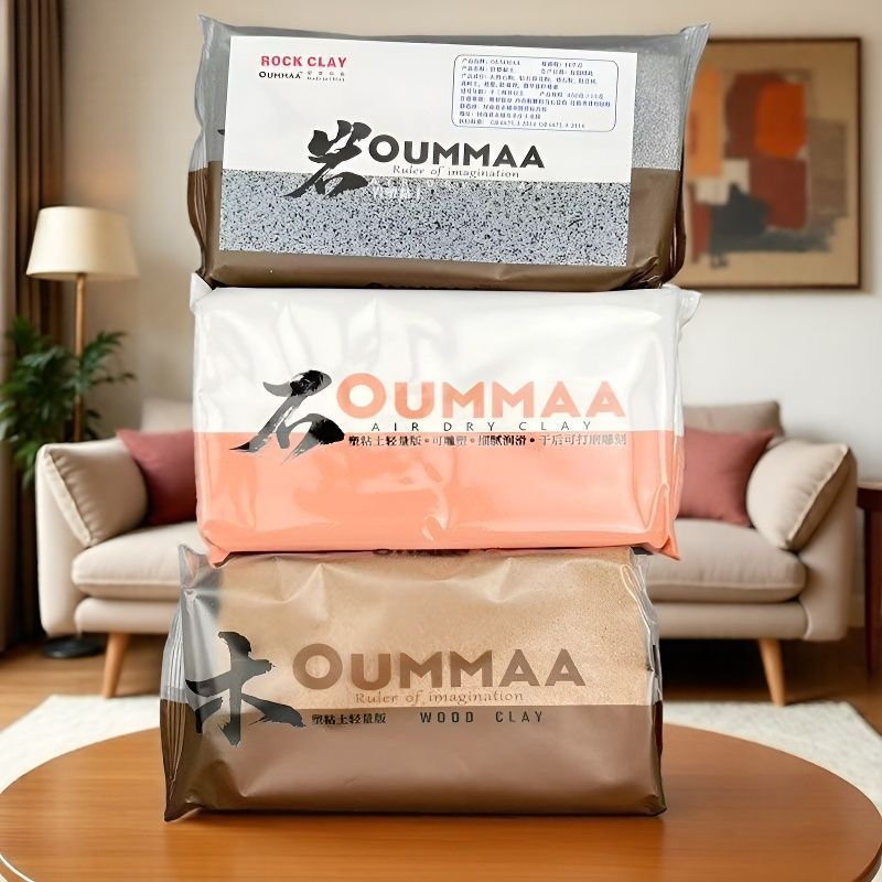 Đất sét tự khô OUMMAA ,đất sét bột đá, đất sét gỗ, loại trắng gần giống Ladoll,loại đá xám tạo hiệu 