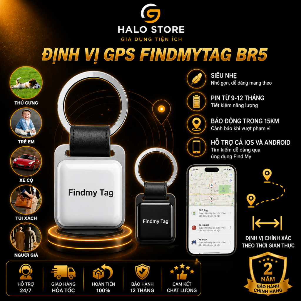 Thiết Bị Định Vị GPS FindmyTag BR5 - Theo Dõi Ô Tô, Xe Máy, Thú Cưng, Trẻ Em, Tránh Thất Lạc, Kết Nố