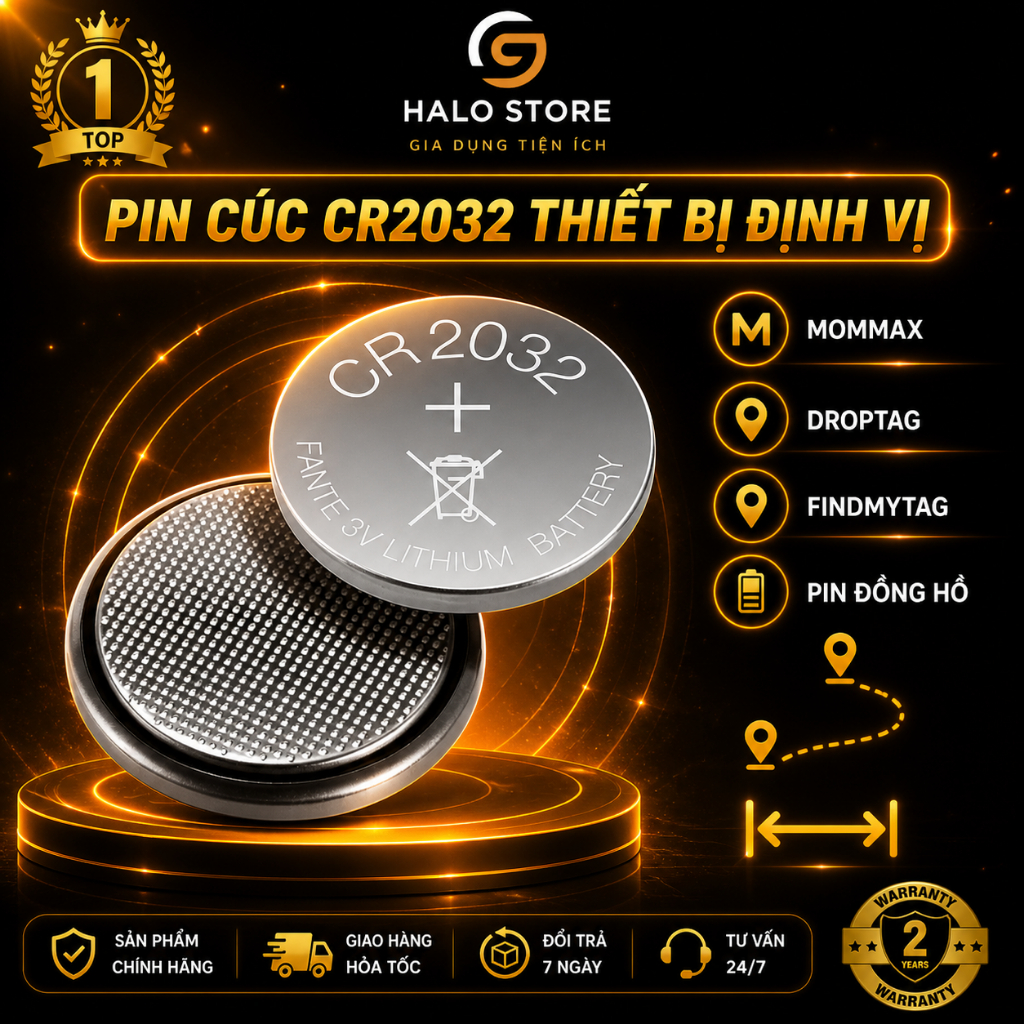 Pin Cúc CR2032 Cho Thiết Bị Định Vị GPS, Momax, DropTag, FindMyTag, Pin Đồng Hồ
