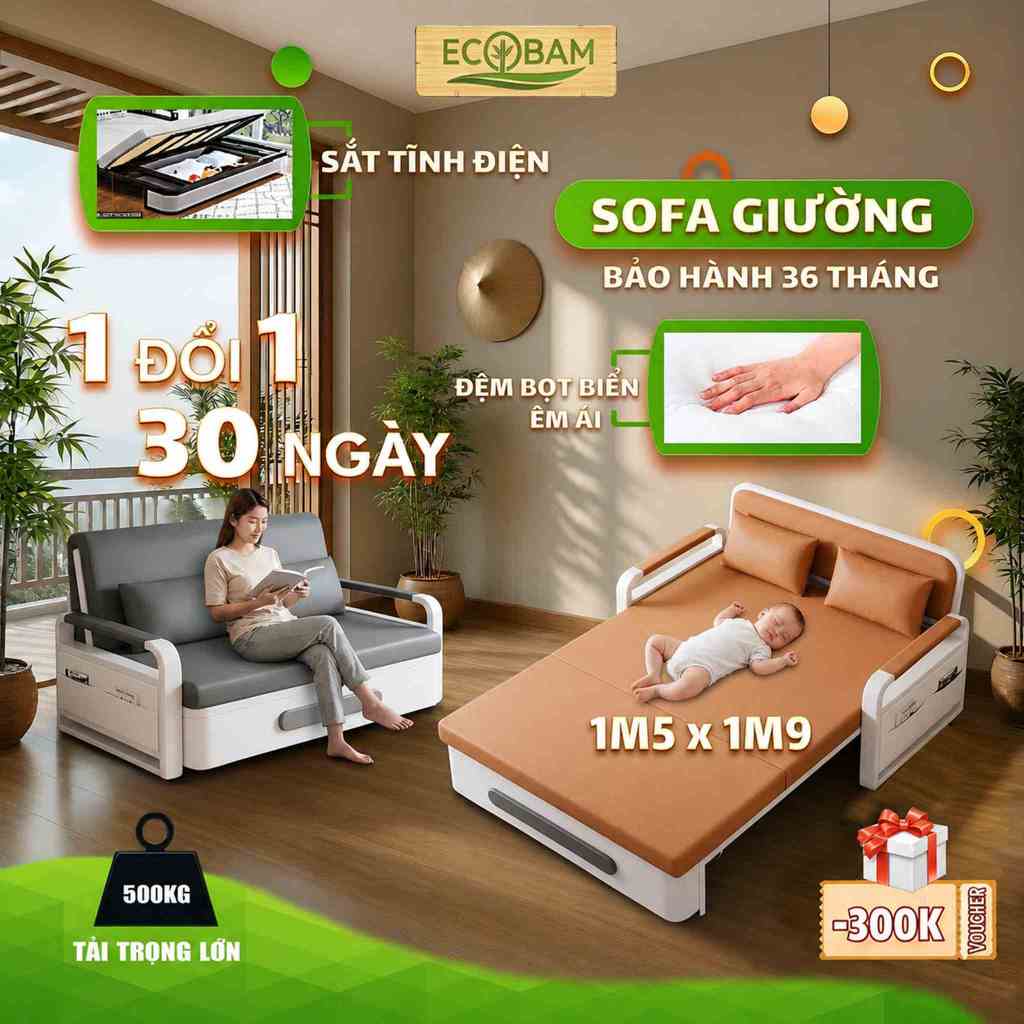[DEAL HOT] Giường gấp gọn thông minh ECOBAM ghế sofa giường khung thép cho không gian nhỏ, sofa giường cho mọi nhà