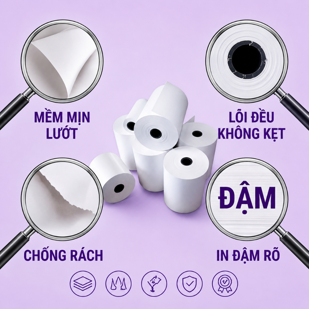[50 CUỘN] Giấy In Hóa Đơn Nhiệt, Giấy In Bill Nhiệt 80x80, 80x50, 80x60, 57x50...Giấy In Máy POS