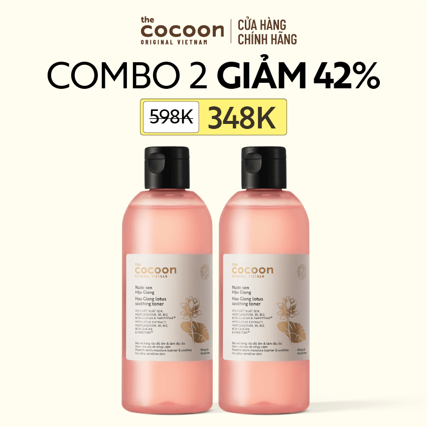[MUA 2 GIẢM 42%] Combo 2 Nước sen Hậu Giang (toner) giúp phục hồi đa nhiệm cho da rất nhạy cảm Cocoon 310ml | BigBuy360 - bigbuy360.vn