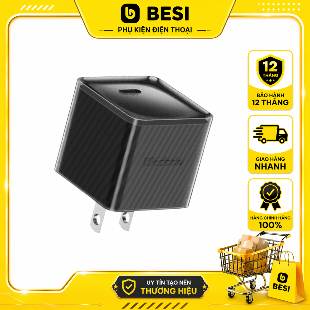 Cốc Sạc Nhanh Mcdodo 20W Công Nghệ GaN | Thiết Kế Khối Băng Trong Suốt, 1 Cổng Type-C PD