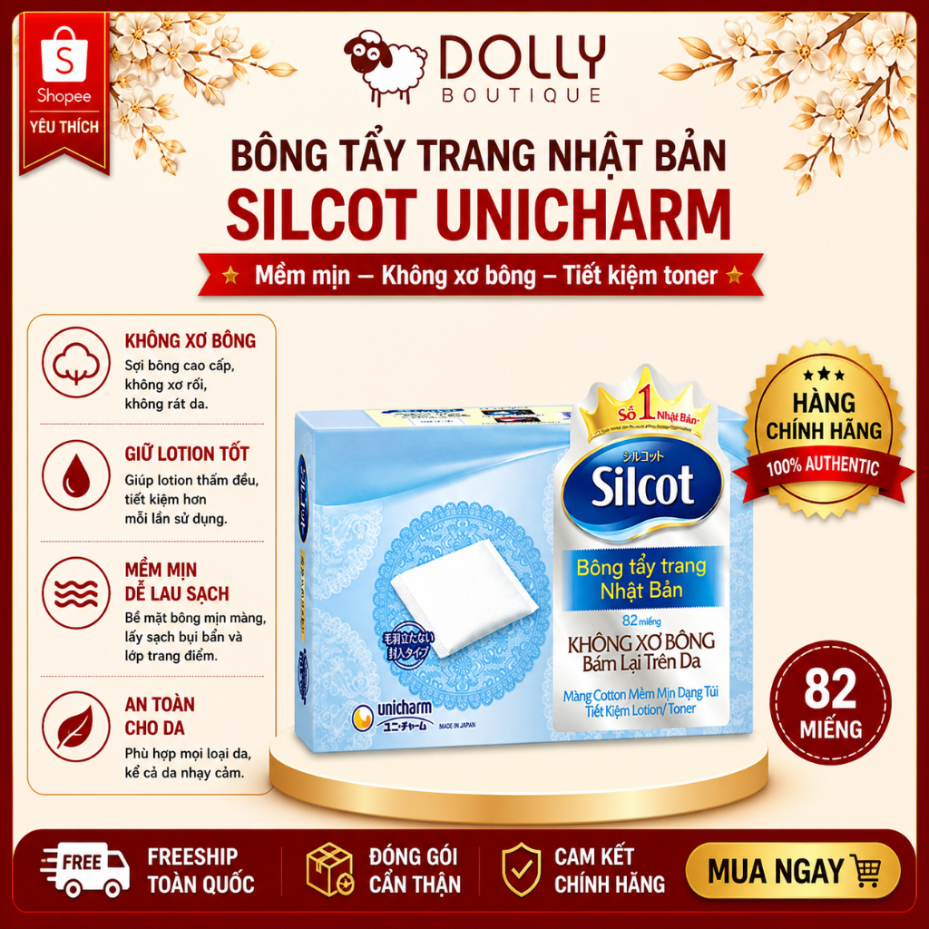 Bông Tẩy Trang Silcot 82 miếng [ mẫu mới] | BigBuy360 - bigbuy360.vn