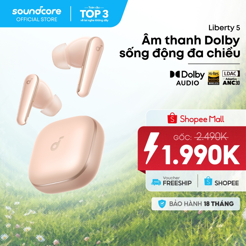 Tai nghe bluetooth soundcore Liberty 5 ANC 3.0 | Pin 48 giờ | Kháng bụi, nước IP55 | Tích hợp phiên dịch