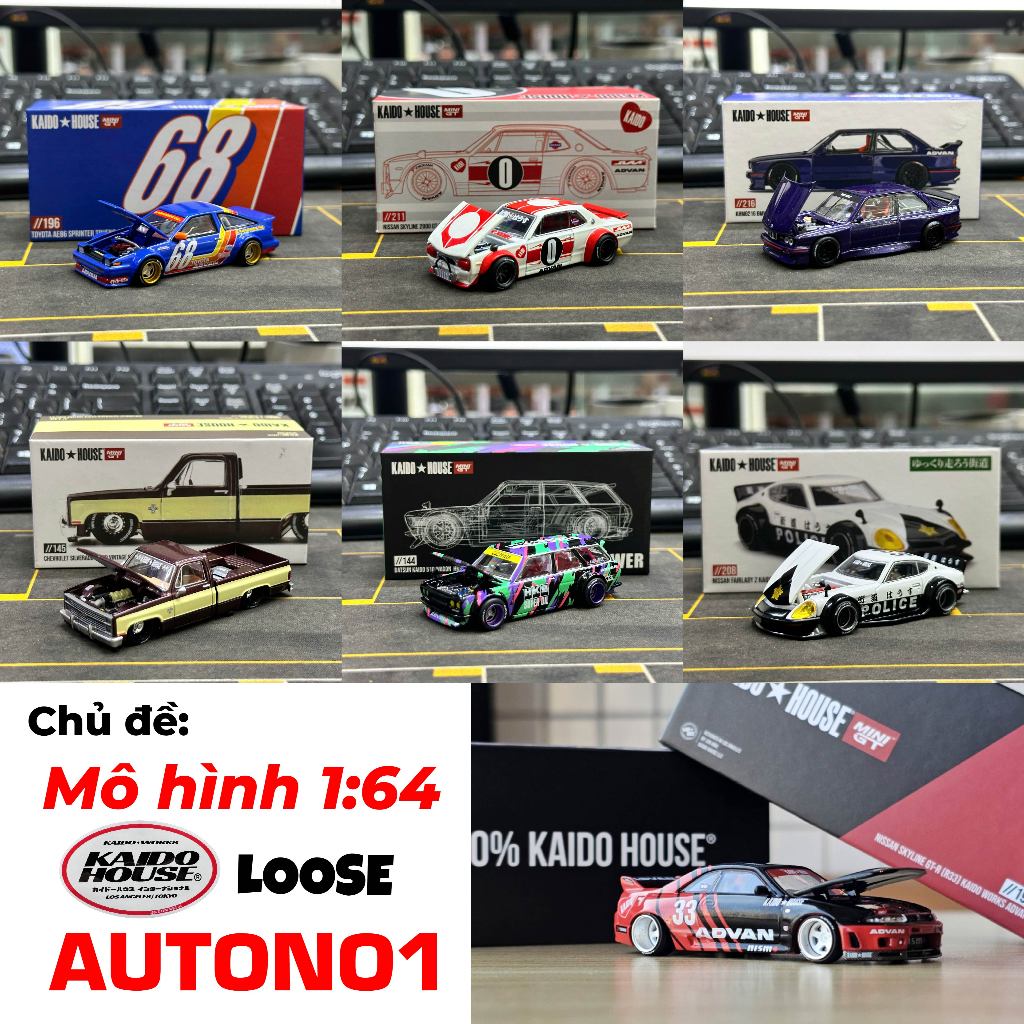 Mô hình xe Honda NSX Kaido Racing NSX Nissan R33 Civic Datsun GTR R34 Loose đã bóc seal tỉ lệ 1:64 K