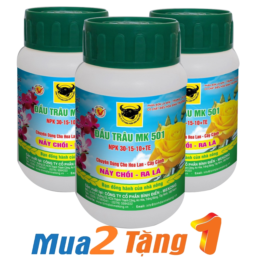 3 LỌ-Phân bón lá đầu trâu MK 501 Siêu Kích Chồi cực mạnh Và dưỡng Lá 30-15-10+TE-68100