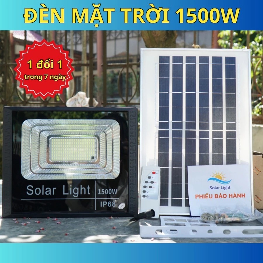 Đèn Pha Năng Lượng Mặt Trời 1500W, Đèn Năng Lượng Mặt Trời IP68 Chống Nước, Tiết Kiệm Điện