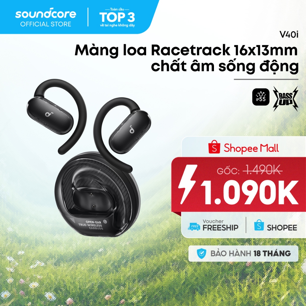 Tai nghe đeo vành tai bluetooth Open-Ear Soundcore V40i | Màng loa lớn | Chống nước và bụi IP55 | Tích hợp phiên dịch
