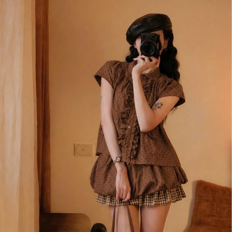 Set Áo Babydoll Chấm Bi Nữ Mix Chân Váy Bí Dáng Xinh, Set Đồ Tiểu Thư Dễ Thương Đi Chơi Đi Dạo 247Store Set2050 | BigBuy360 - bigbuy360.vn