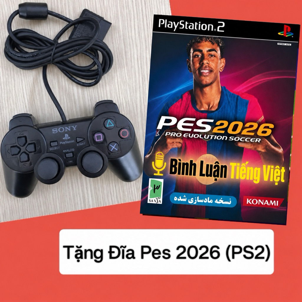 Tay cầm PS2 ( tặng điã Pes)