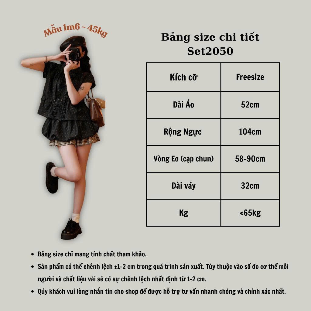 Set Áo Babydoll Chấm Bi Nữ Mix Chân Váy Bí Dáng Xinh, Set Đồ Tiểu Thư Dễ Thương Đi Chơi Đi Dạo 247Store Set2050 | BigBuy360 - bigbuy360.vn