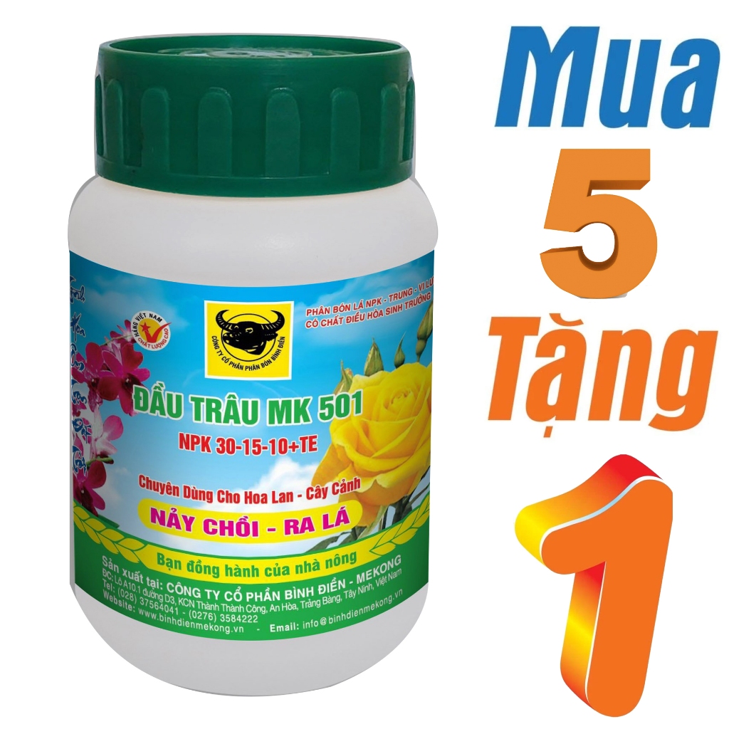 6 LỌ-Phân bón lá đầu trâu MK 501 Siêu Kích Chồi cực mạnh Và dưỡng Lá 30-15-10+TE-68100