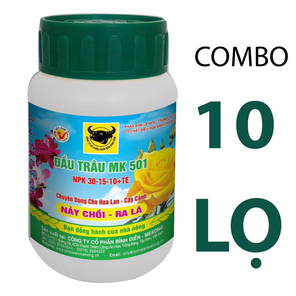 10 LỌ - Phân bón lá đầu trâu MK 501 Siêu Kích Chồi cực mạnh Và dưỡng Lá 30-15-10+TE-68100