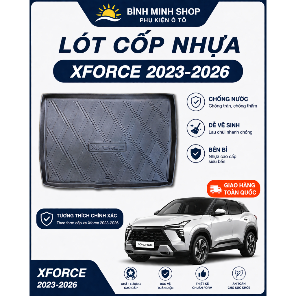 Lót Cốp Nhựa Mitsubishi Xforce 2023–2026 | Nhựa Dẻo Cao Cấp – Chống Nước - Bảo vệ cốp xe.