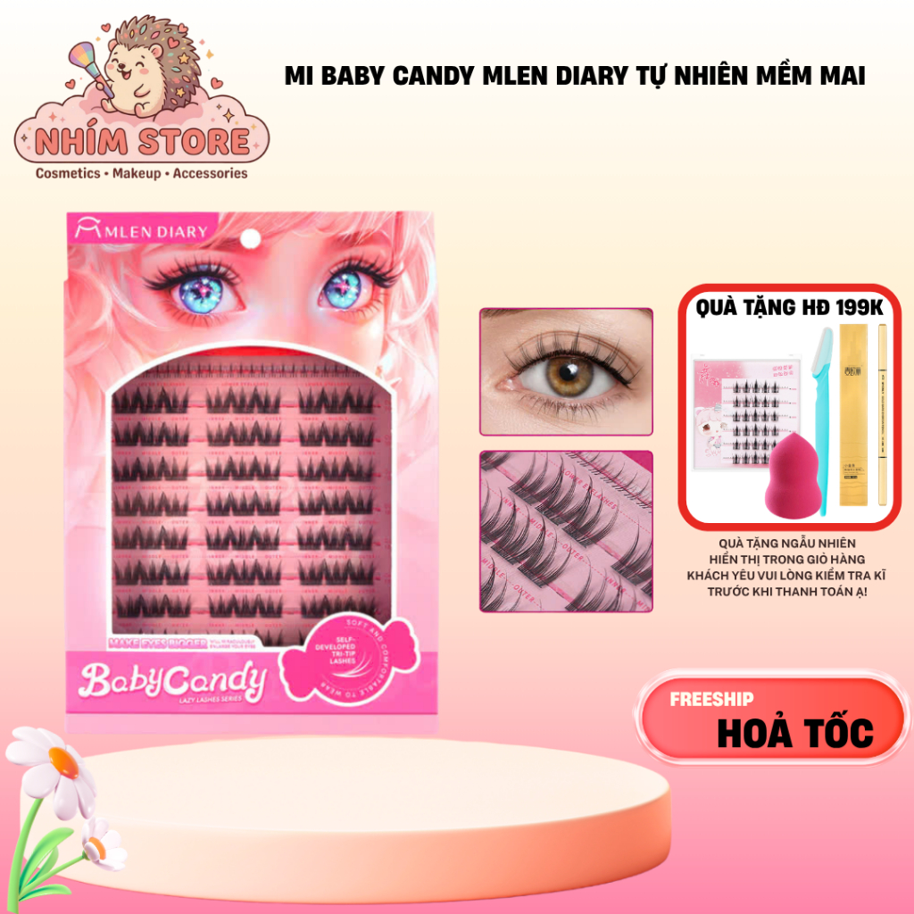 Lông Mi MLEN DIARY Baby Candy Mi Cụm Mềm Mại Tự Nhiên Dễ Sử Dụng