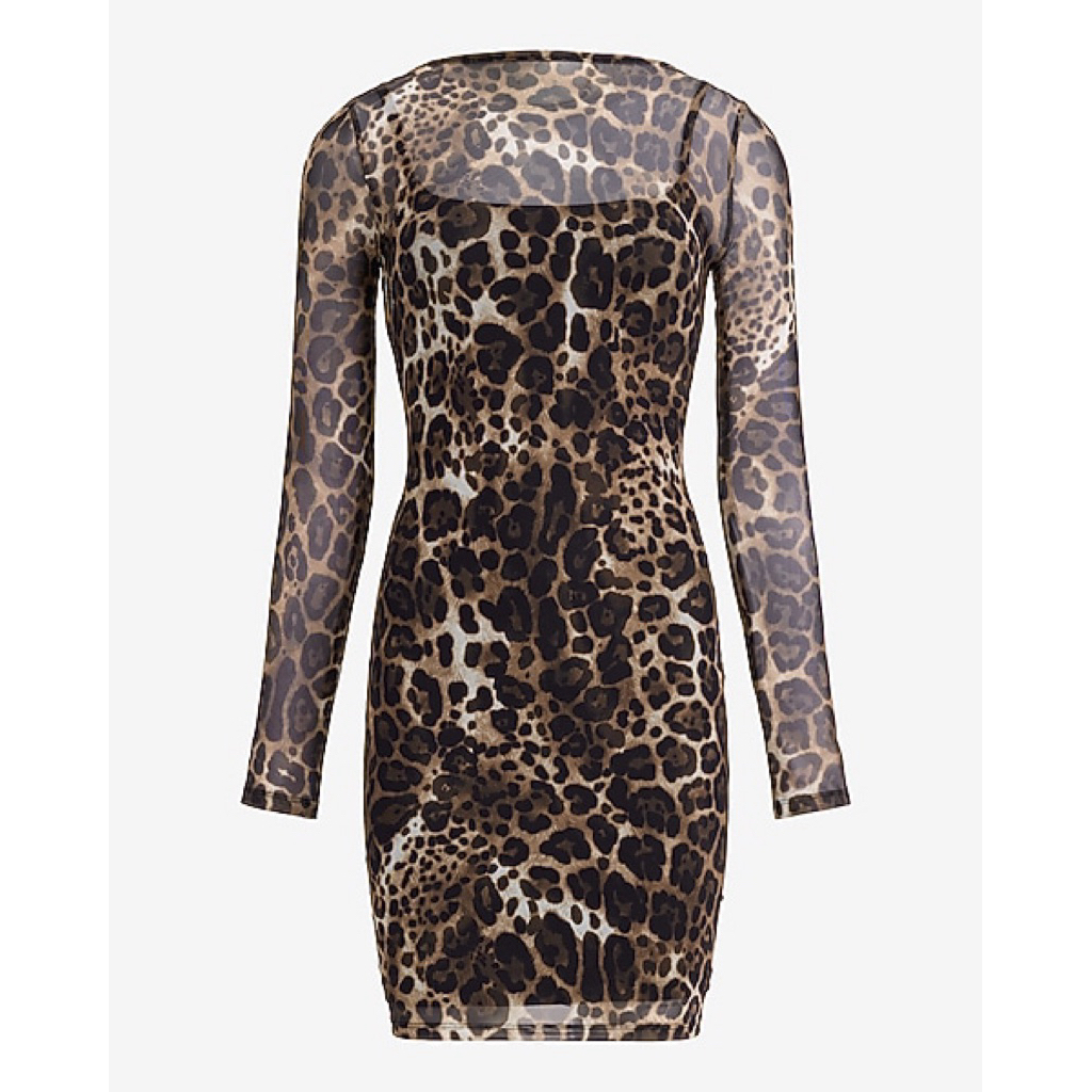 Váy mini dress da báo VNXK Express size S