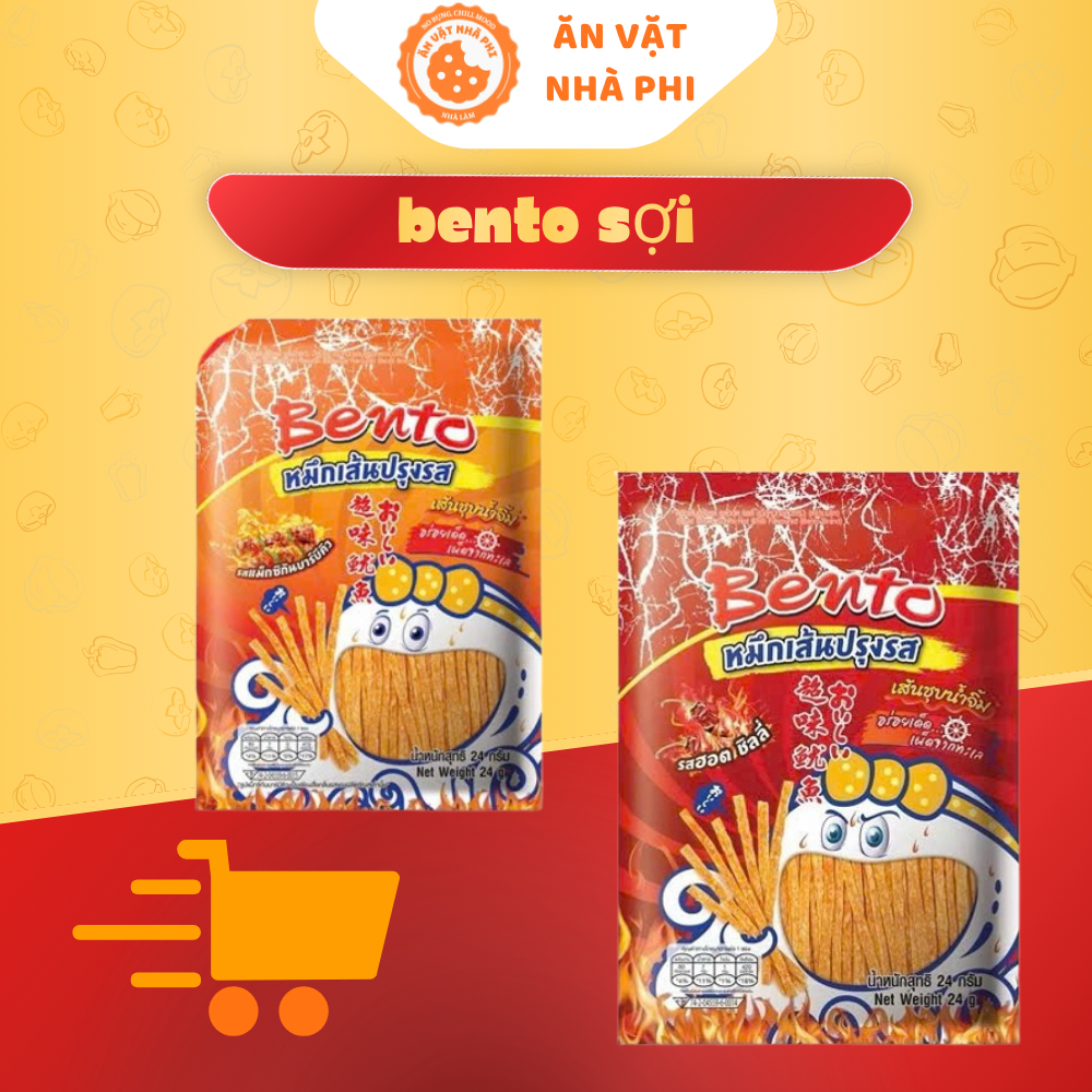 Snack Mực Bento Thái Lan Sợi Ớt Cay Và Sợi Mexican BBQ Gói Lớn