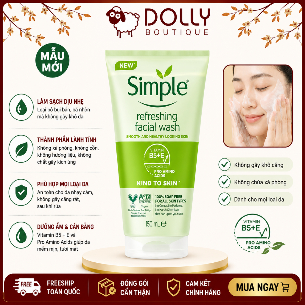 Sữa rửa mặt Simple Refreshing Facial Wash 150ml