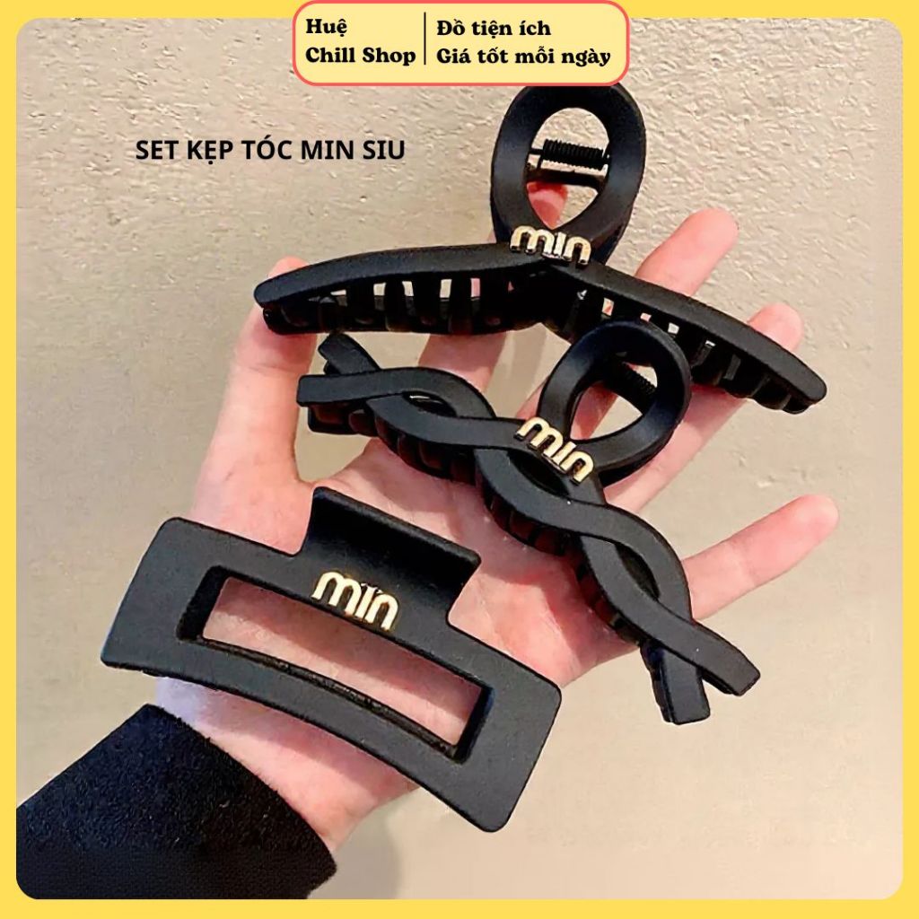 Huệ Chill Shop Combo 3 kẹp càng cua MinMin phong cách Hàn đơn giản