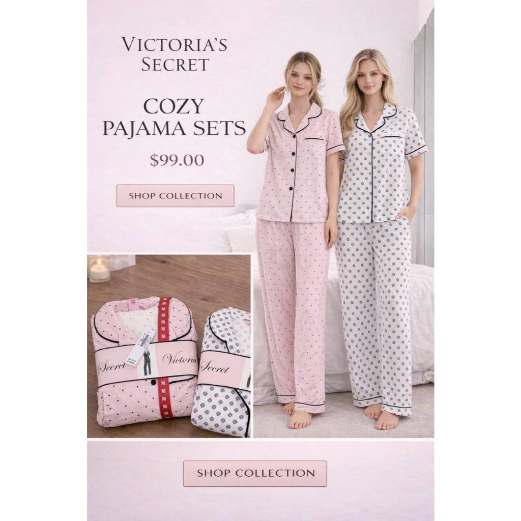 (NEWTAG) BỘ NGỦ PAJAMAS VICTORIA SECRET SIZE SML